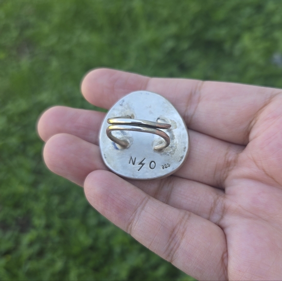 Numi Olive Chinese Redskin Turquoise Sterling Silver Ring - Picture 4 of 5